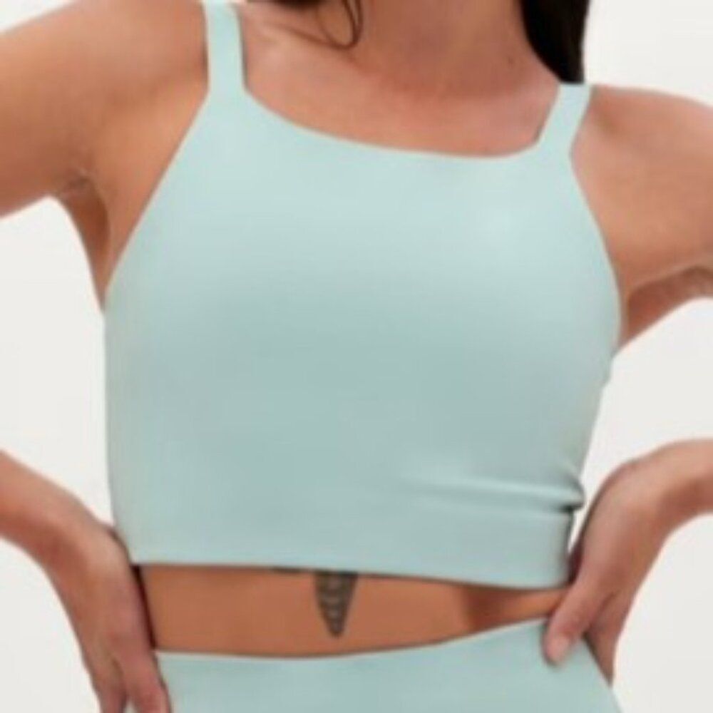 Girlfriend Collective Bra Mia High Neck Bright Teal Blue Green XS